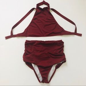 Urban Outfitters Burgundy High Waisted Bikini